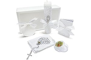 Baptism Candle Set for Boys, White 5PCS Baptism Kit
