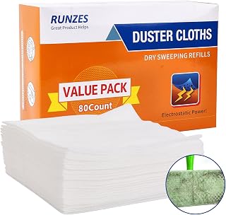 Dry Sweeping Refills 80Count Mop Pads Duster Cloths White Disposable Cleaning Cloths to Clean Dust,Hair,Dirt