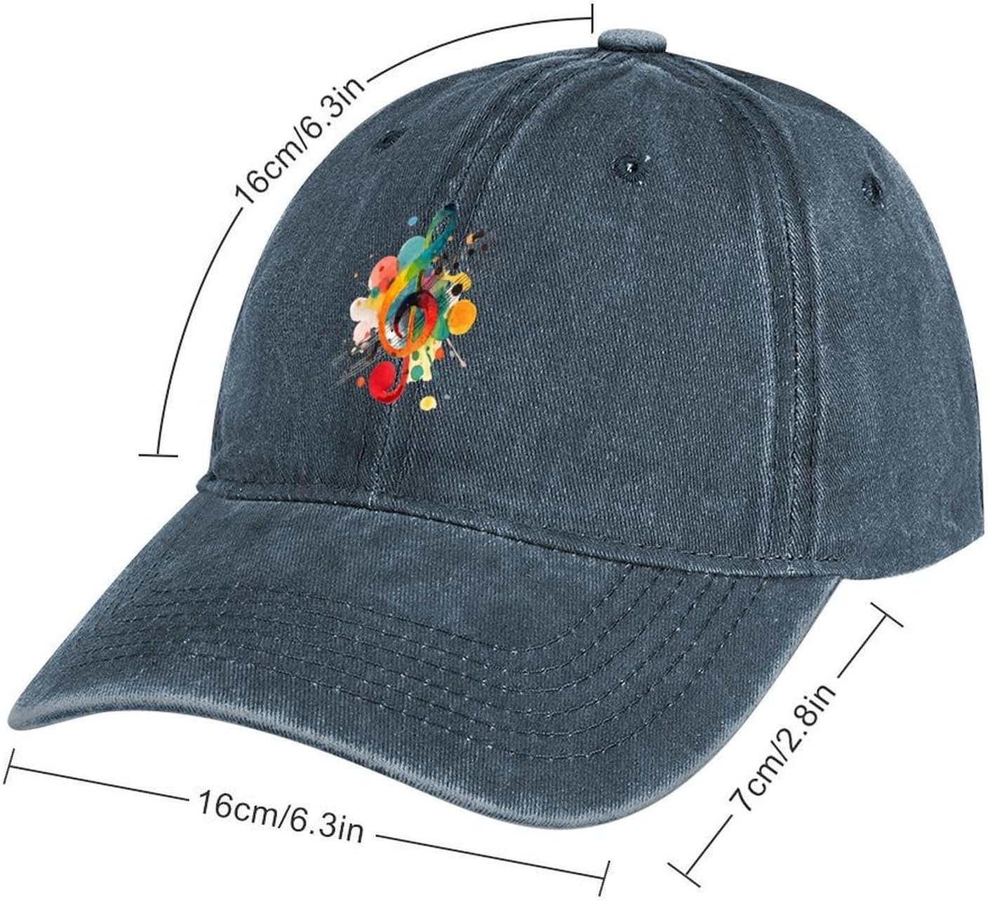 Colorful Rainbow Music Note Baseball Cap Adjustable Dad Hat image 2