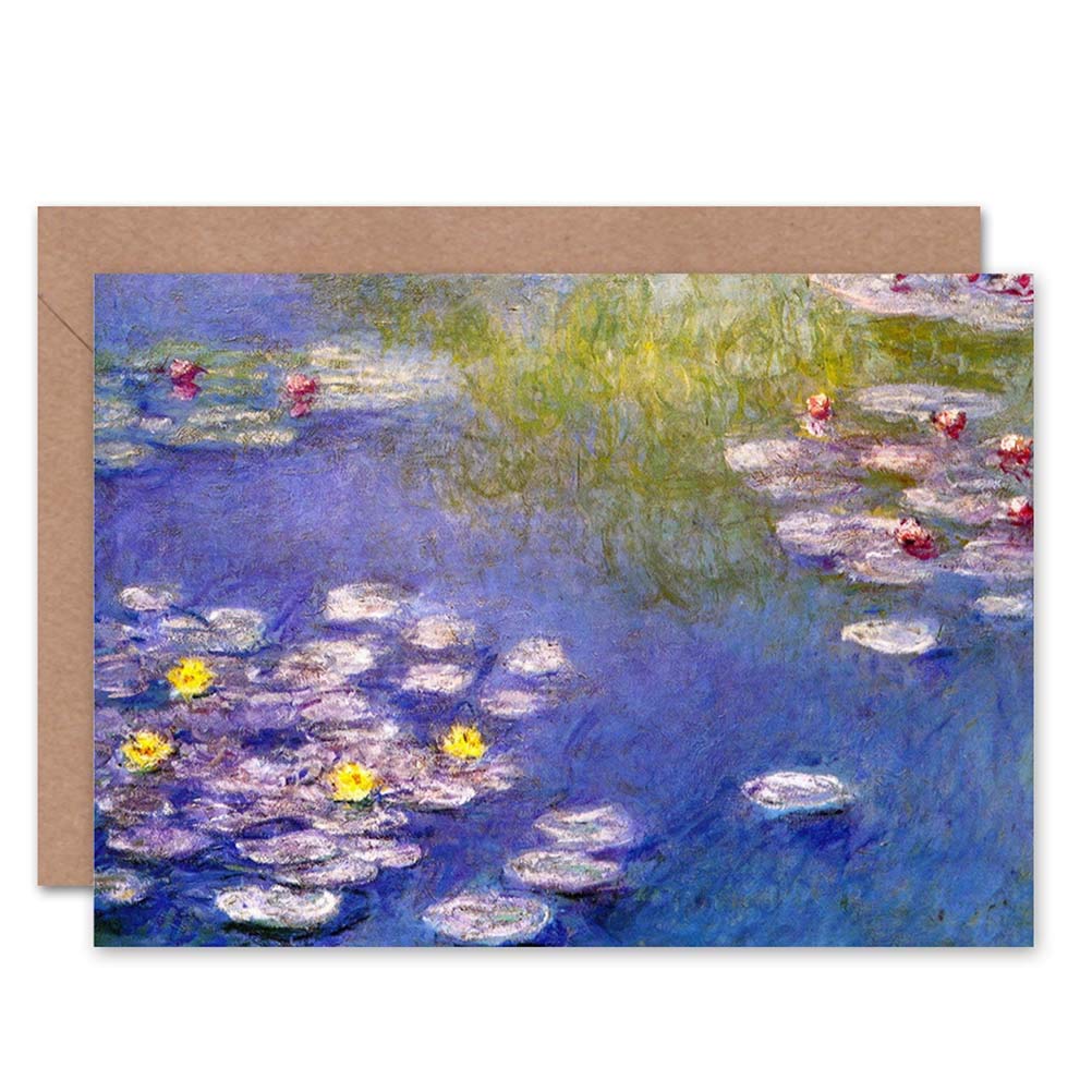 Wee Blue Coo Claude Monet Nympheas At Giverny Old Master Painting Sealed Greeting Card Plus Envelope Blank inside