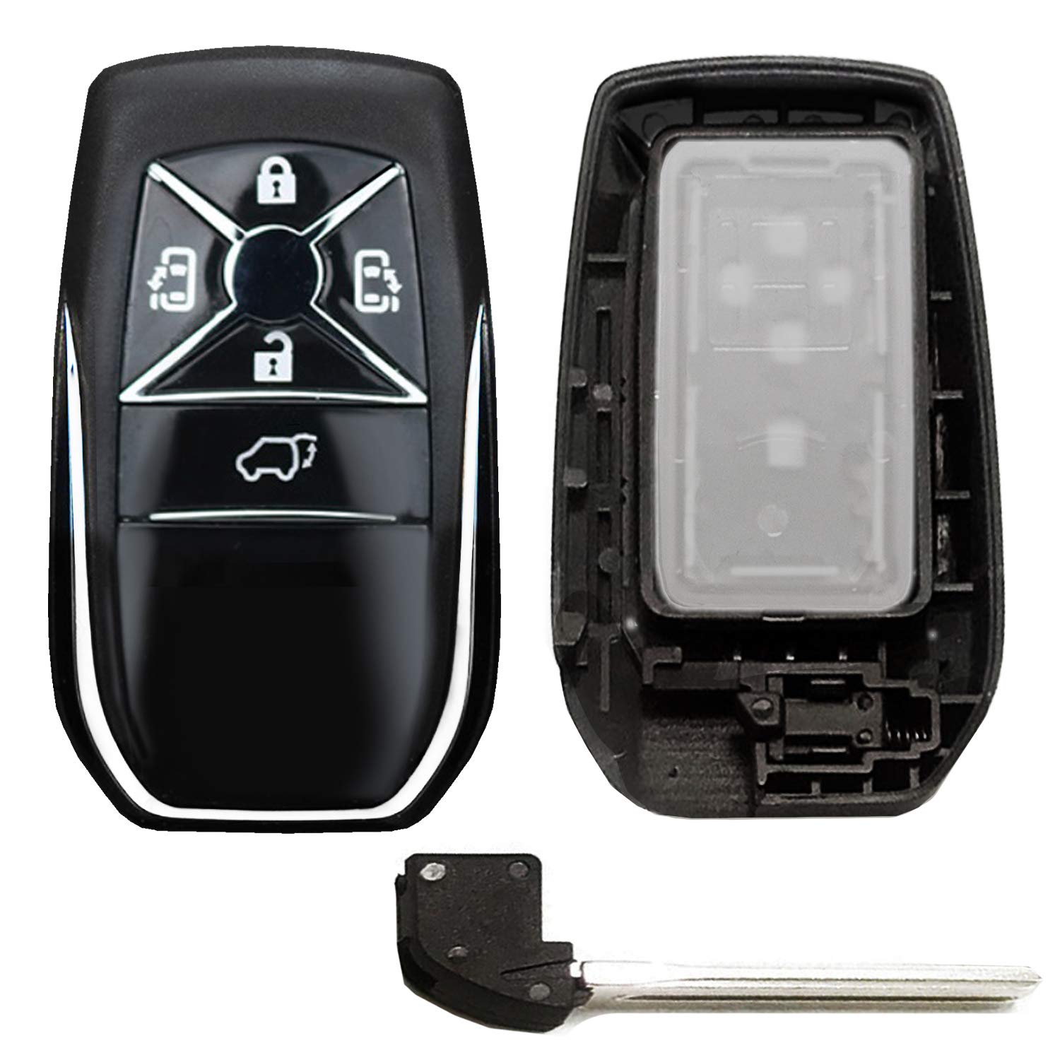 Amazon H B 汎用 現行 スタイル スマート キー 交換 キット トヨタ 70系 ノア ヴォクシー 系アルファード ヴェルファイア 用 5ボタン シルバー キーケース キーホルダー 車 バイク