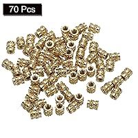 Vista 3 de uxcell Insertos roscados M2, 70 piezas de tuercas moleteadas métricas de latón para plástico, componentes de impresión 3D
