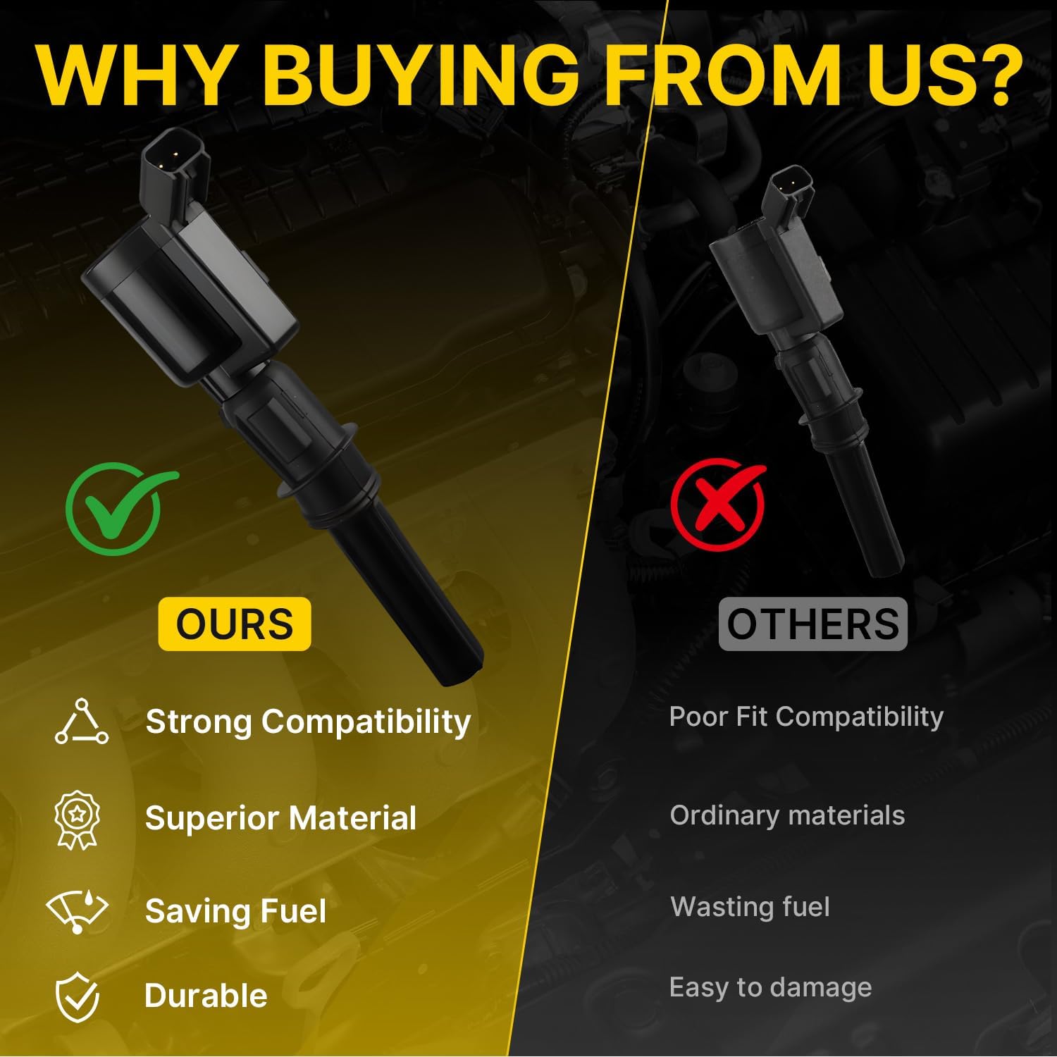 Dollarfix 8 Pack Ignition Coil Fits for Ford Mustang 1999-2004, Ford Explorer 2002-2005, Expedition 1997-2004, E-450 1999-2016, Lincoln Town Car 1998-2011 DG508 DG491 DG467 DG472 88921369