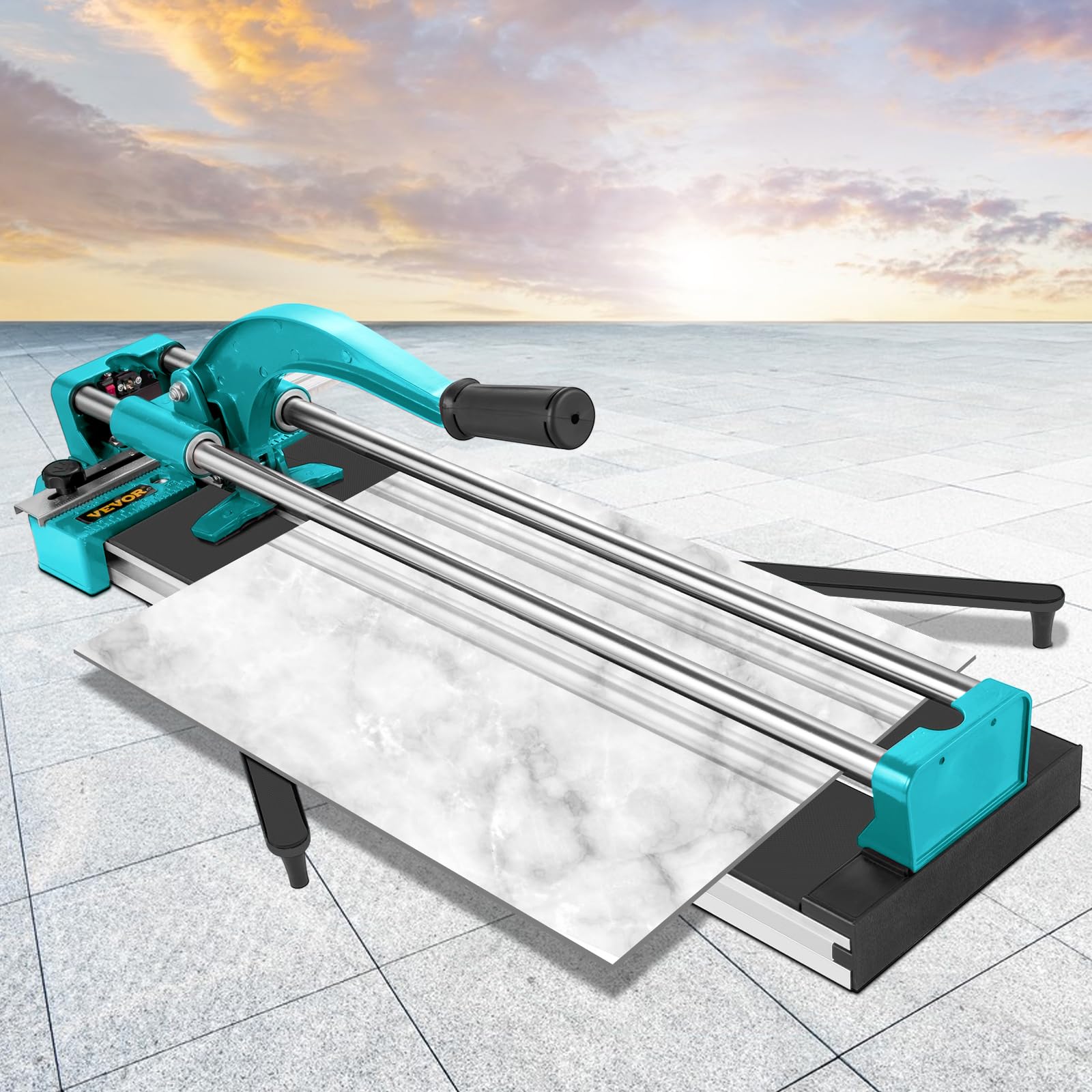 Mophorn Coupe-Carrelage 800mm, Coupe-carreaux Manuel avec Double Rails et Supports, Outil Manuel pour Couper les Carreaux avec Positionnement Laser Précise, Echelle Réglable, Coupe Biseautée