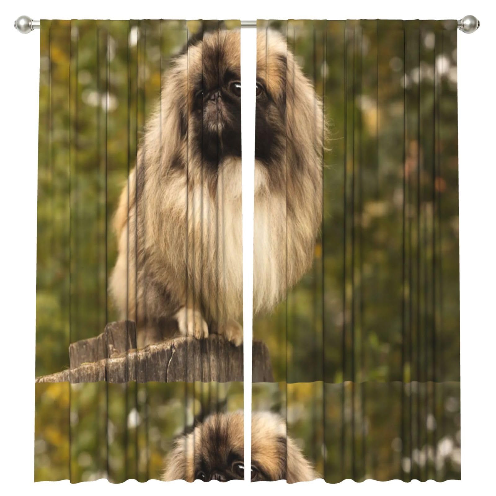 InOmak Pug Dog Printed, 2 Panels Window Curtains 52 x 84 Inch Blackout Curtains for Living Room Bedroom