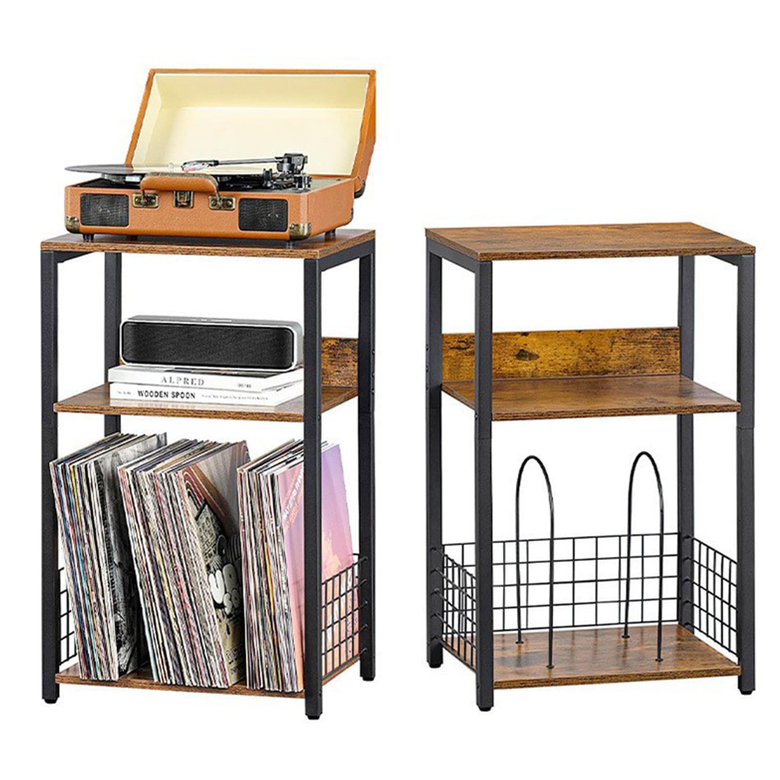 Supporto per giradischi a 3 ripiani in vinile, carrello da tavolo fino a 150 album, grande supporto per giradischi, per soggiorno, camera da letto, ufficio, 40,6 x 30,5 x 66 cm