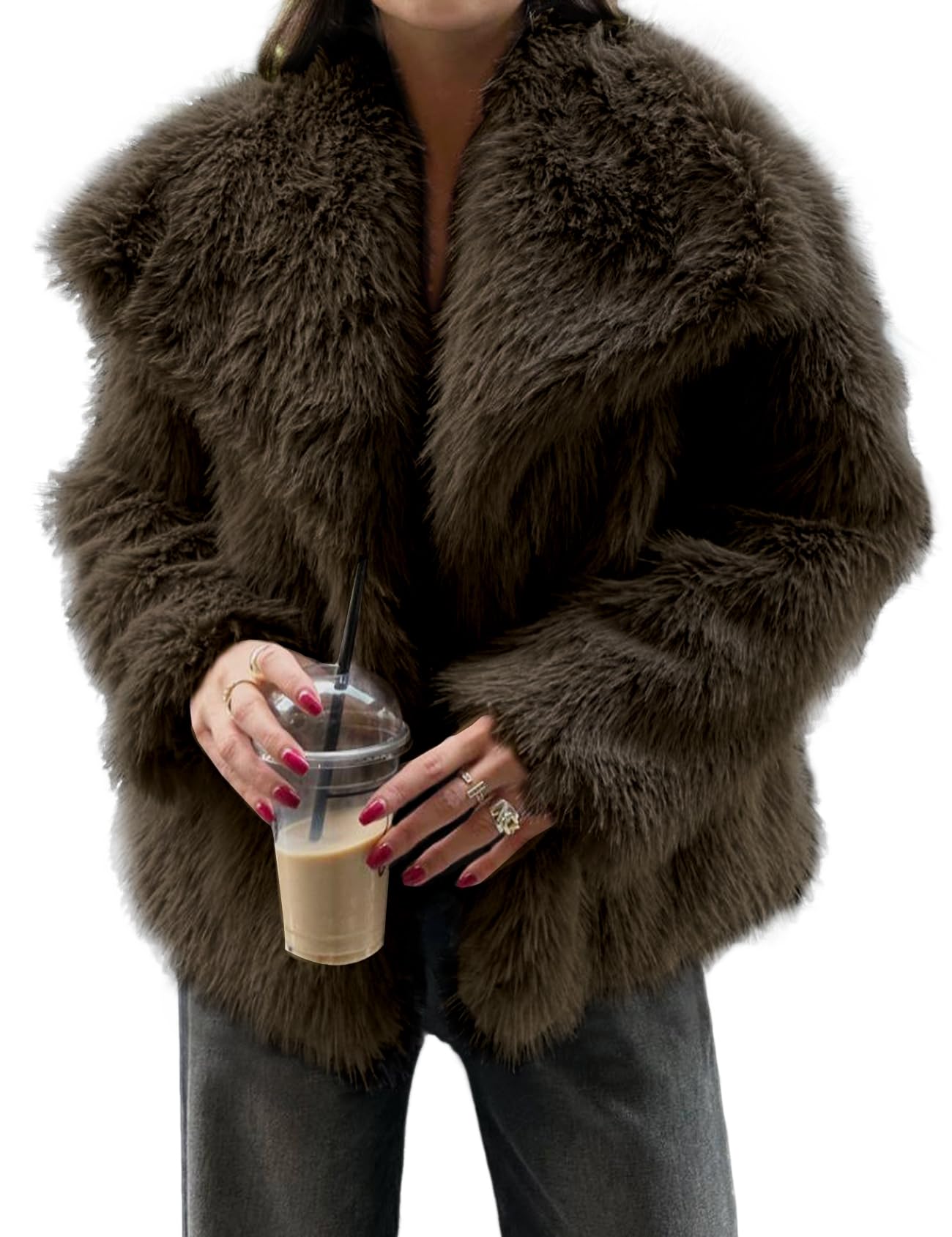 Yimoon Womens Faux Fur Coat