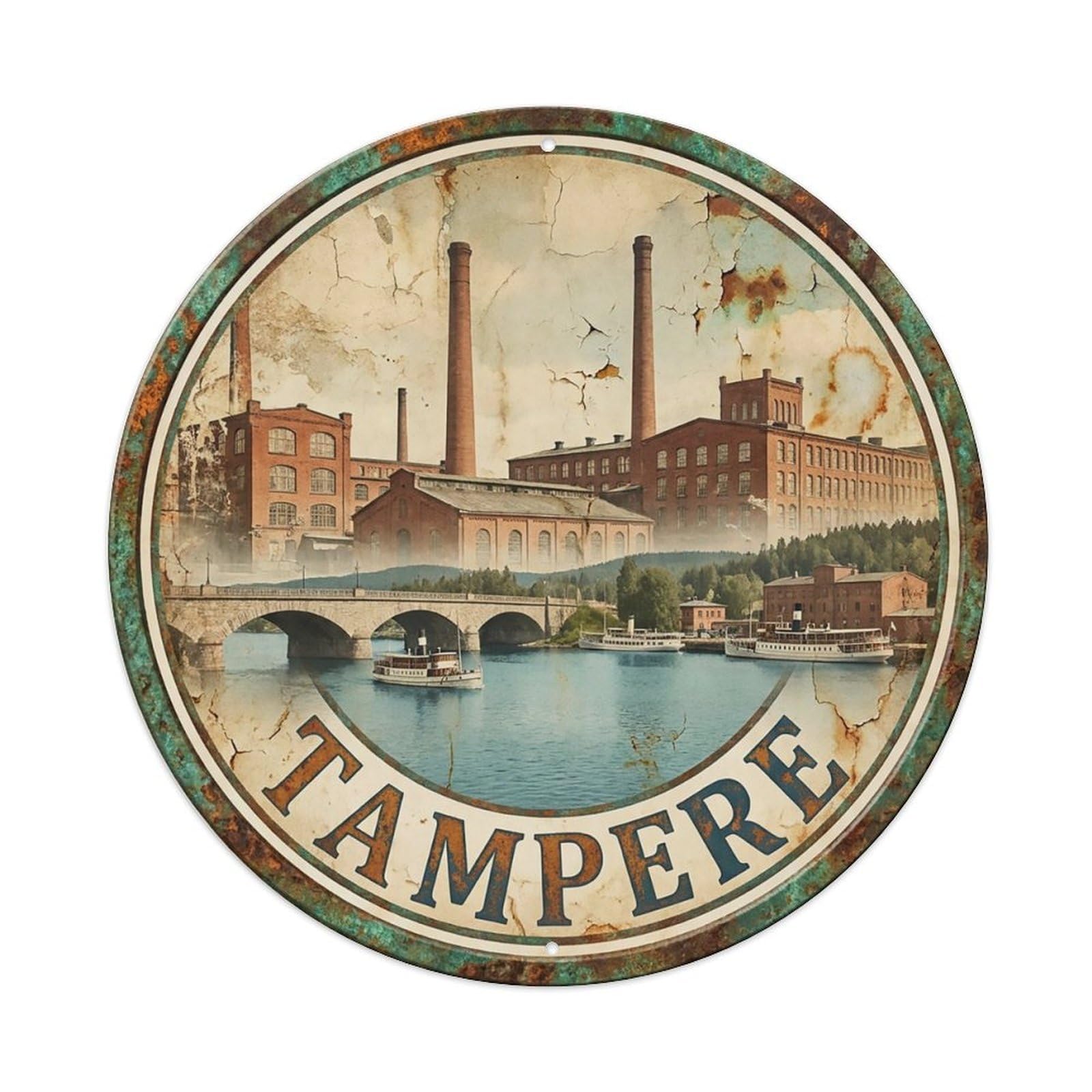 Retro Travel Finland Tampere Metal Tin Sign