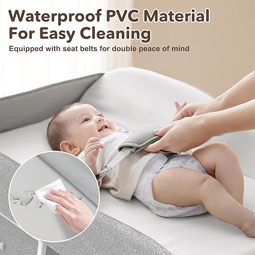 Miniatura 2 de G TALECO GEAR Cambiador de bebé, cambiador portátil, estación de cambio de pañales con almohadilla impermeable, cambiador con 3 cestas de