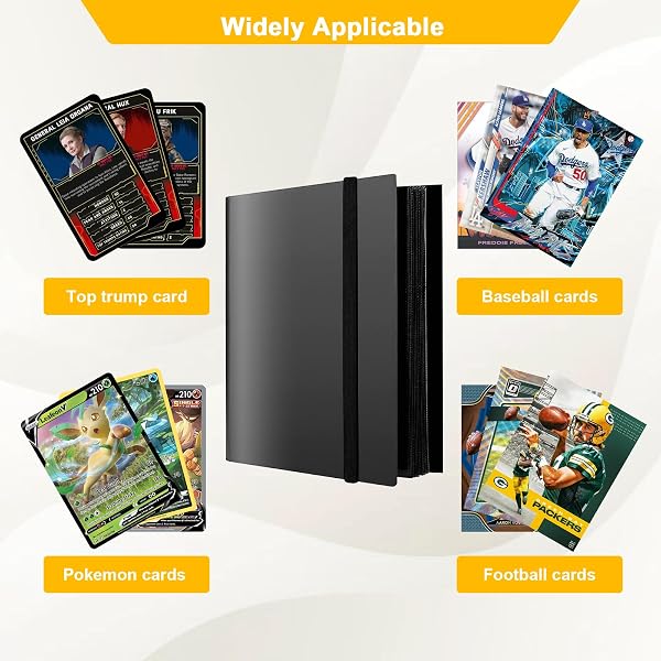 PUWOWYE Album Cartas, 360 Álbum de Cartas Coleccionables, Álbum Colección Tarjetas Impermeable, Album Cromos Negro - 5