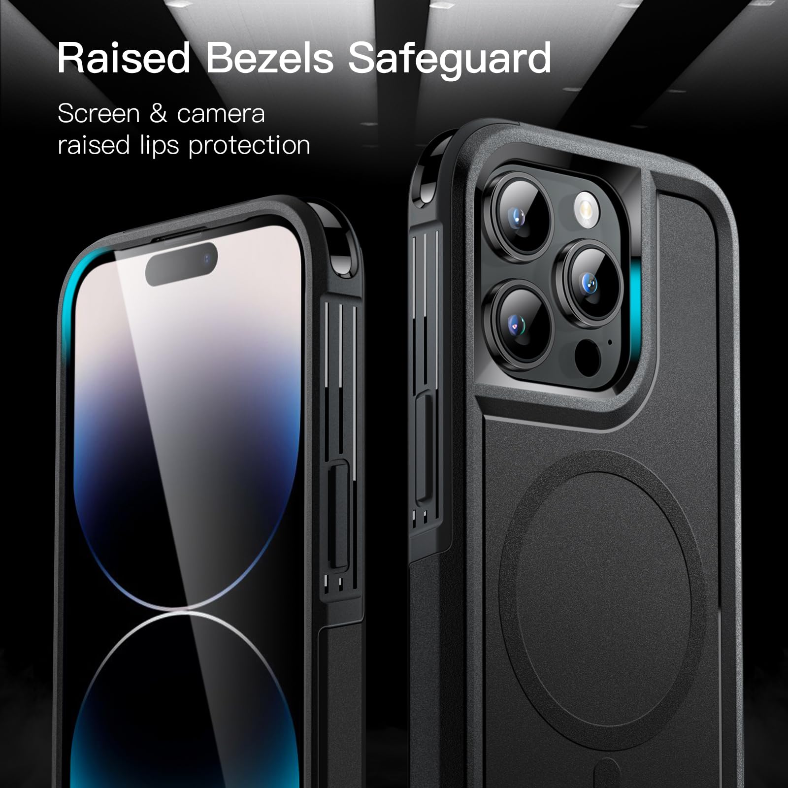 JETech Cover per iPhone 14 Pro Max 6,7 Pollici Compatibile con MagSafe, Impieghi Gravosi Doppio Strato Robusta Protezione, Antiurto Protettiva Resistente Cellulare Magnetica Custodia (Nero