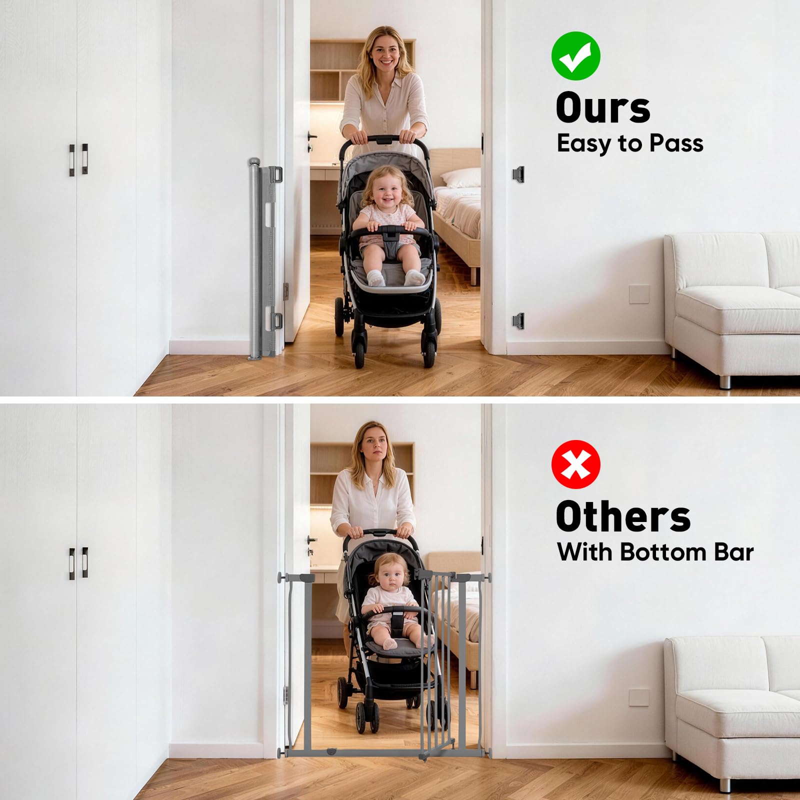 Cancelletto per Bambini Estensibile, 0-140 cm Cancello di Sicurezza Retrattile per Bambini e Animali Domestici per Scale e Corridoi Interni ed Esterni (Grigio)