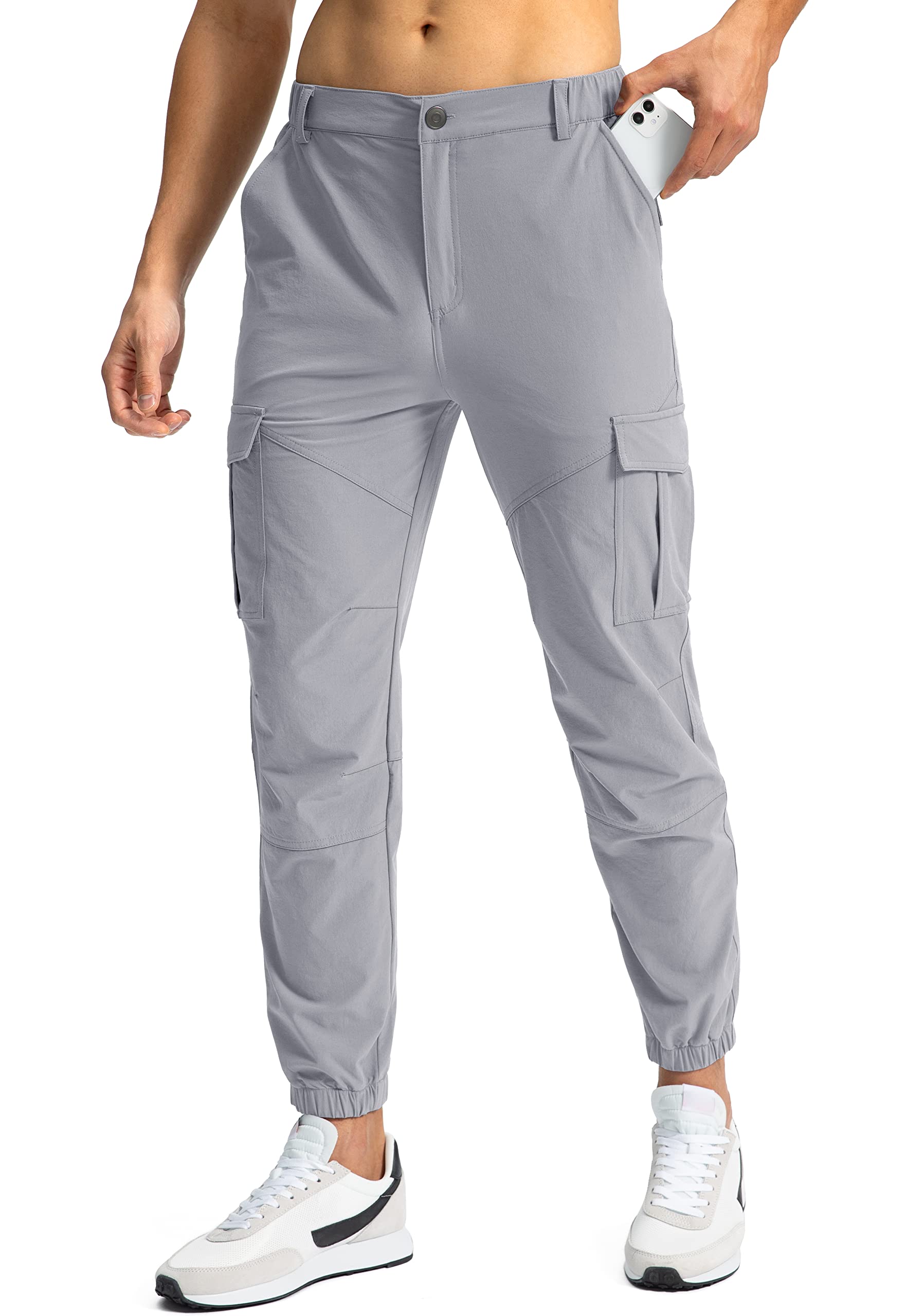 Pinkbomb Men's Hiking Cargo Pants with 7 Pockets Slim Fit Stretch Joggers Golf Cargo Work Pants for Men