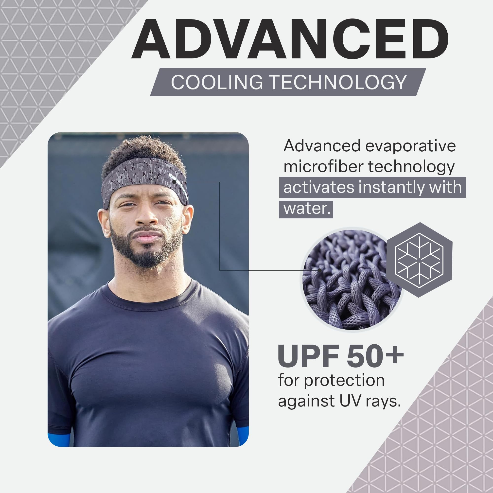 COLD FACTOR Diademas refrescantes instantáneas para Hombre y Mujer, Paquete de 3, Comodidad Avanzada de evaporación para Deportes y Actividades al Aire Libre, protección UPF 50+, Ideal para Fitness