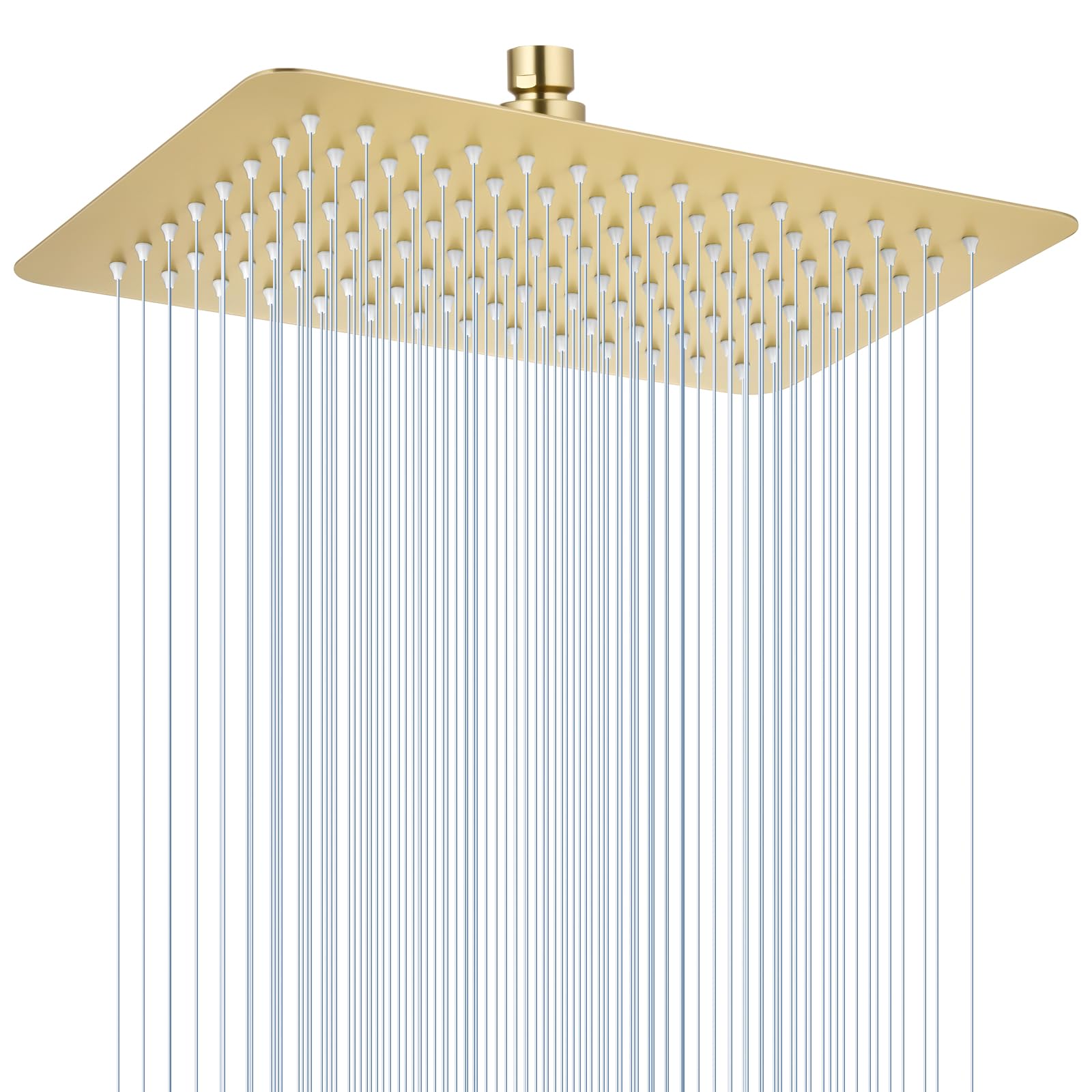 KINLIV 30 x 20 cm Shower Head Rain Shower Gold, 304 Stainless Steel Square Waterfall Shower Head Water Saving with 112 Anti-limescale Nozzles, 360° Adjustable 12 x 8 Inch Deken Rain Shower Head