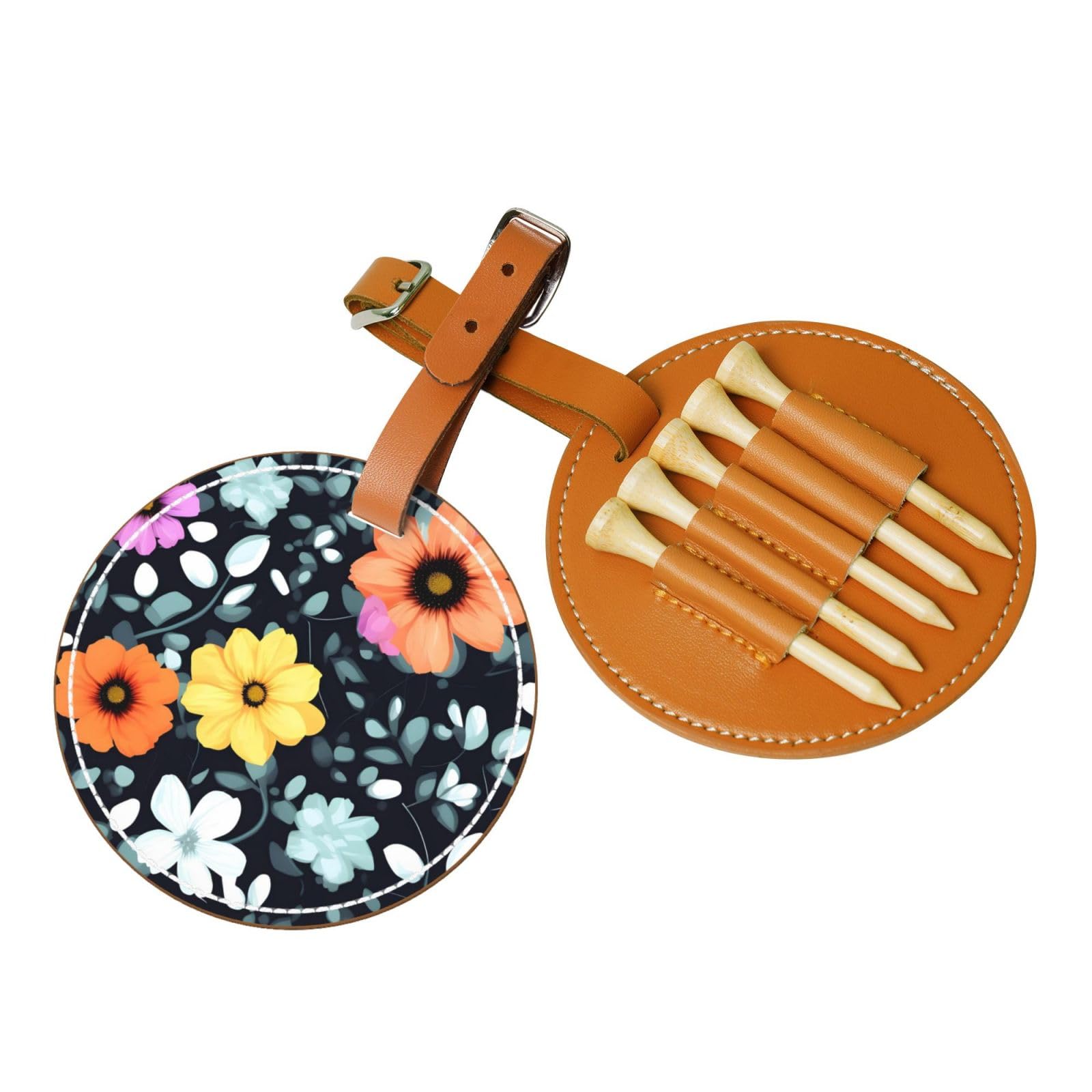 WXXWXD Beautiful colourful flowers Printed Golf Tee Storage Bag - Portable Storage, Easily Organize Tees