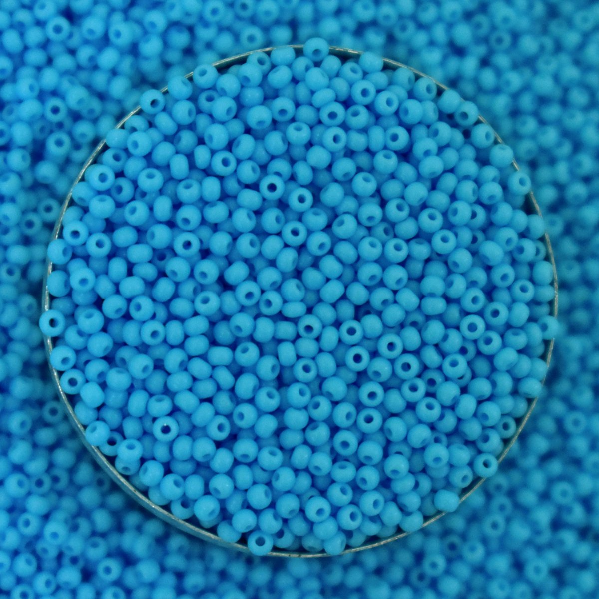 EmbroideryMaterial 15/0 Preciosa Seed Beads Sky Blue Glass Stone Pearls,Raw Materials for Making Toran, Beads for Jewellery Making, Bag Decoration, Embroidery, Sky Blue Muthyalu Craft etc (1.5 MM/100 Grams)