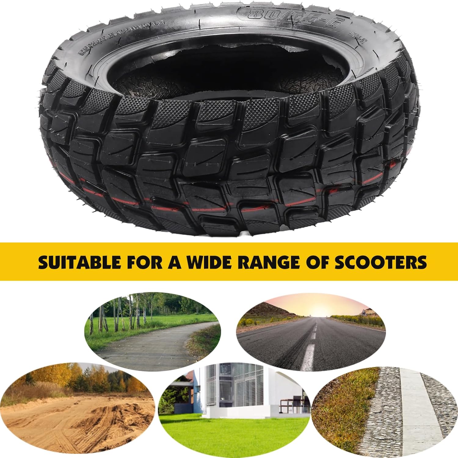 10 inch scooter tires,Replacement Thickened Pneumatic Tyres Off Road City Road Inflatable Tyre for Electric Scooter 255x80 10x3.0 80/65-6 scooter inner tubes
