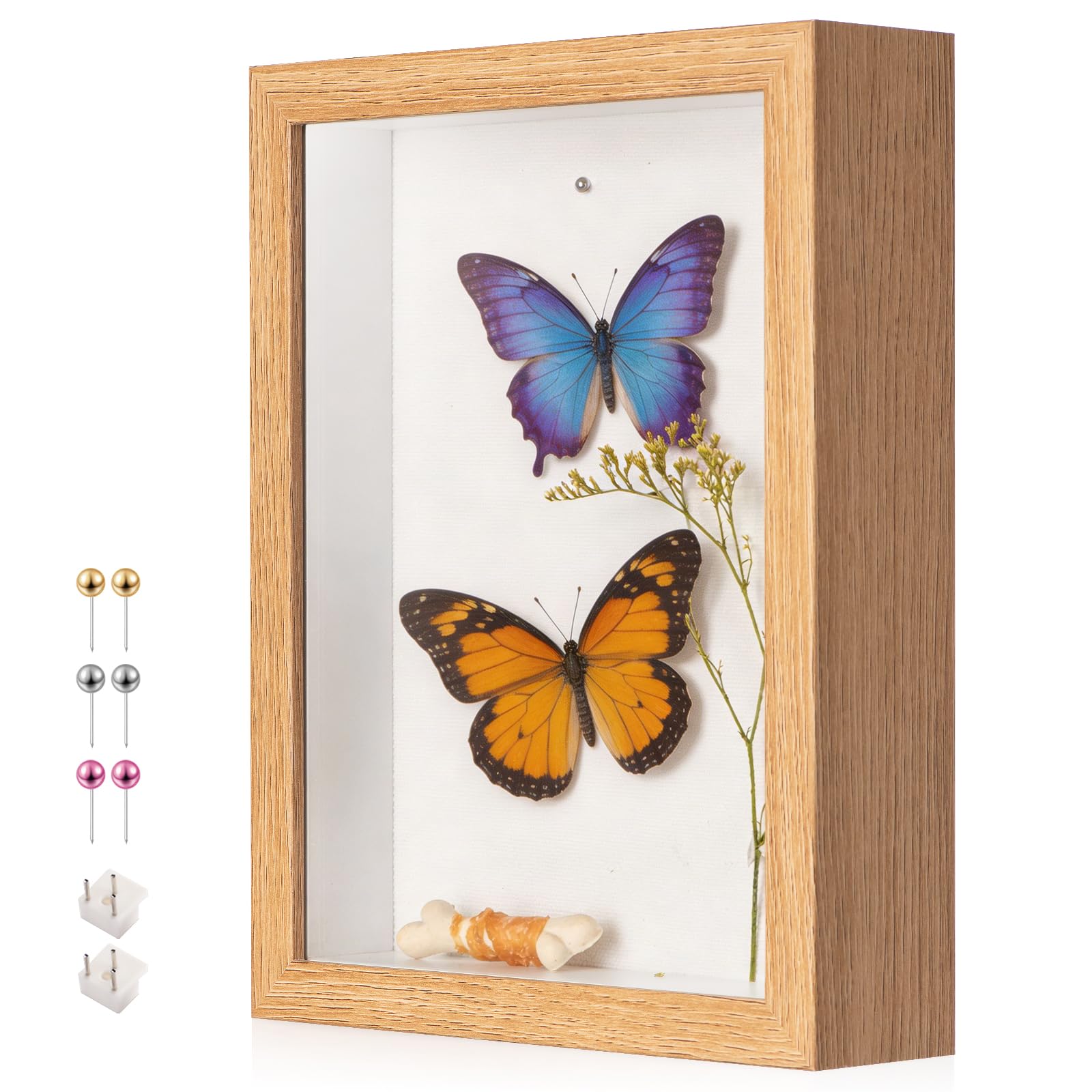 MGLIFEUL 6x8 Inch Small Shadow Box Frame with Real Glass & Soft Linen Back