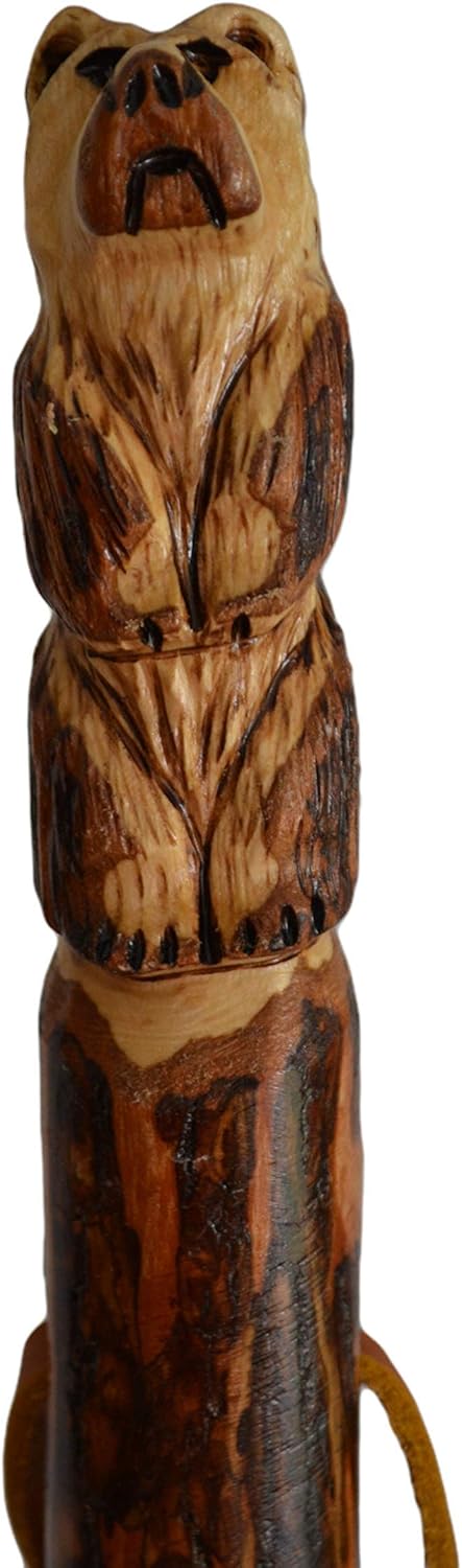 Walking Stick, Custom Height up to 60" Hand Carved Bear Hiking Staff, Handmade in USA