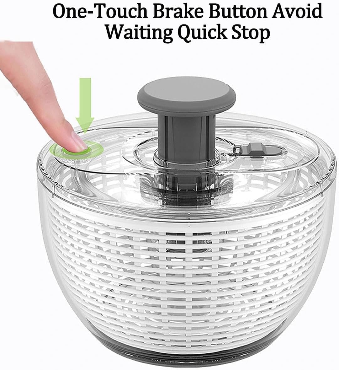 Family Size Lettuce Dryer, 6L Salad Spinner,One-Touch Brake,Fruit & Veggie Washer for Greens Herb Berry Fruits