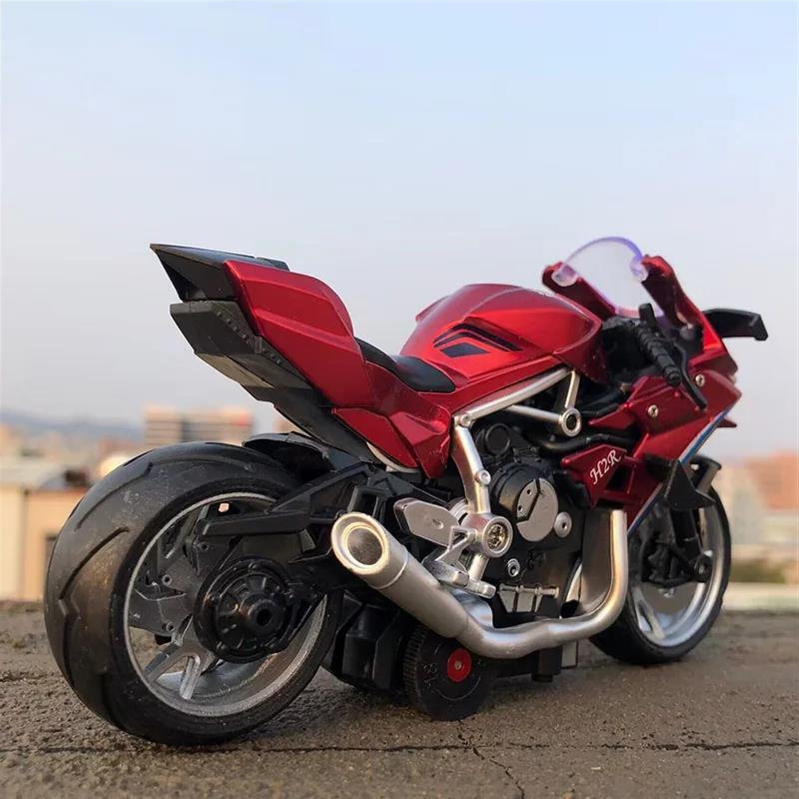 SEYXF Motorbike Toy 1/12 Motorcycle Simulation Diecast Model Collection Birthday Present for Kawasaki Ninja H2R(Red Retail Box)
