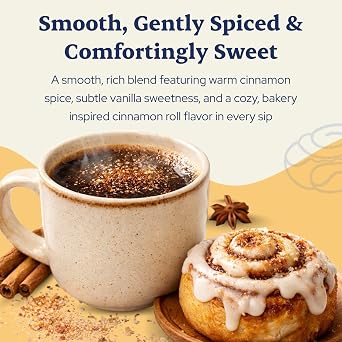 Sip Herbal Caffeine-Free Coffee Alternative - Organic Dandelion Root Tea with Chicory & Carob - Rich Herbal Coffee Substitute in Cozy Cinnamon Roll Flavor - 30 Servings for Daily Wellness