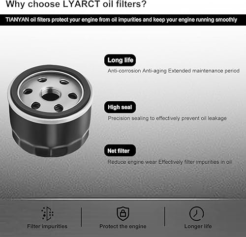 Miniatura 4 de TIANYAN 12 050 01-S - Filtro de aceite de repuesto para cortacésped Kohler motor KH-12-050-01-S KH-12-050-08, YTH20K46 AM125424 Cub Cadet, Troy