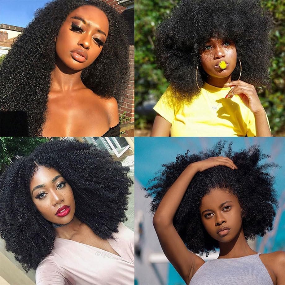 Amazon.com : Mongolian Afro Kinky Curly Bundles Human Hair  display picture 1