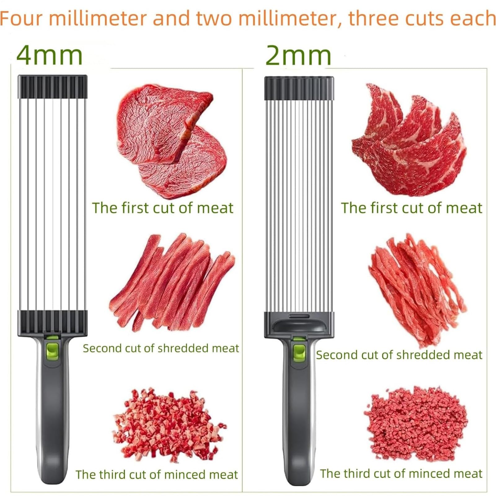 Slicer di carne manuale - taglio di carne manuale regolabile a spessore 2-4 mm, robot da cucina, mannaia in acciaio inossidabile per il taglio, il triturazione, i tassati, il macinatura