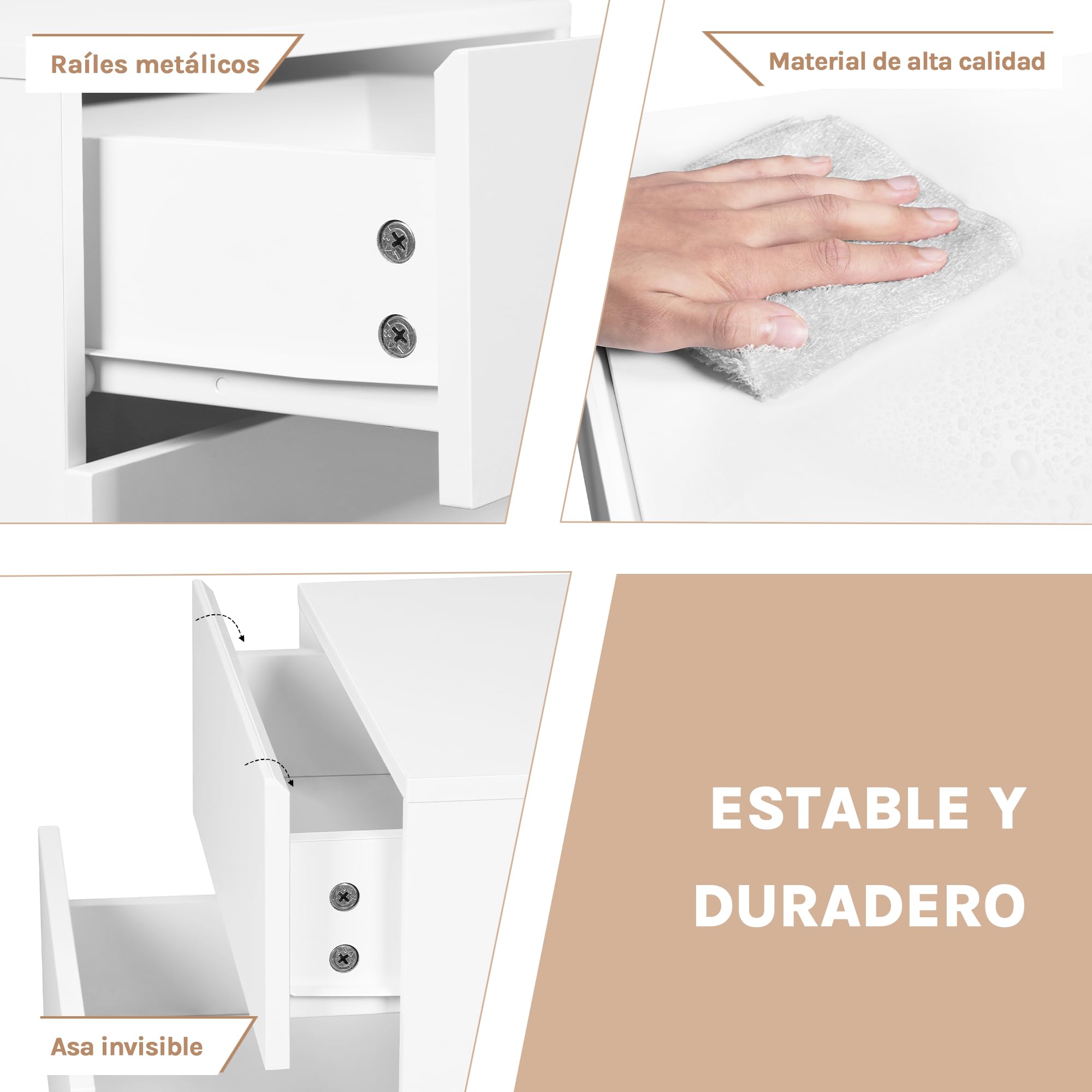 WOLTU Juego de 2 Mesita de Noche Flotante con Cajón, Mesita Noche Montada en Pared, 40x30x30 cm, Mesilla Flotante Blanco, Mesa de Noche Colgante para Dormitorio, Blanco, NTS25ws-2