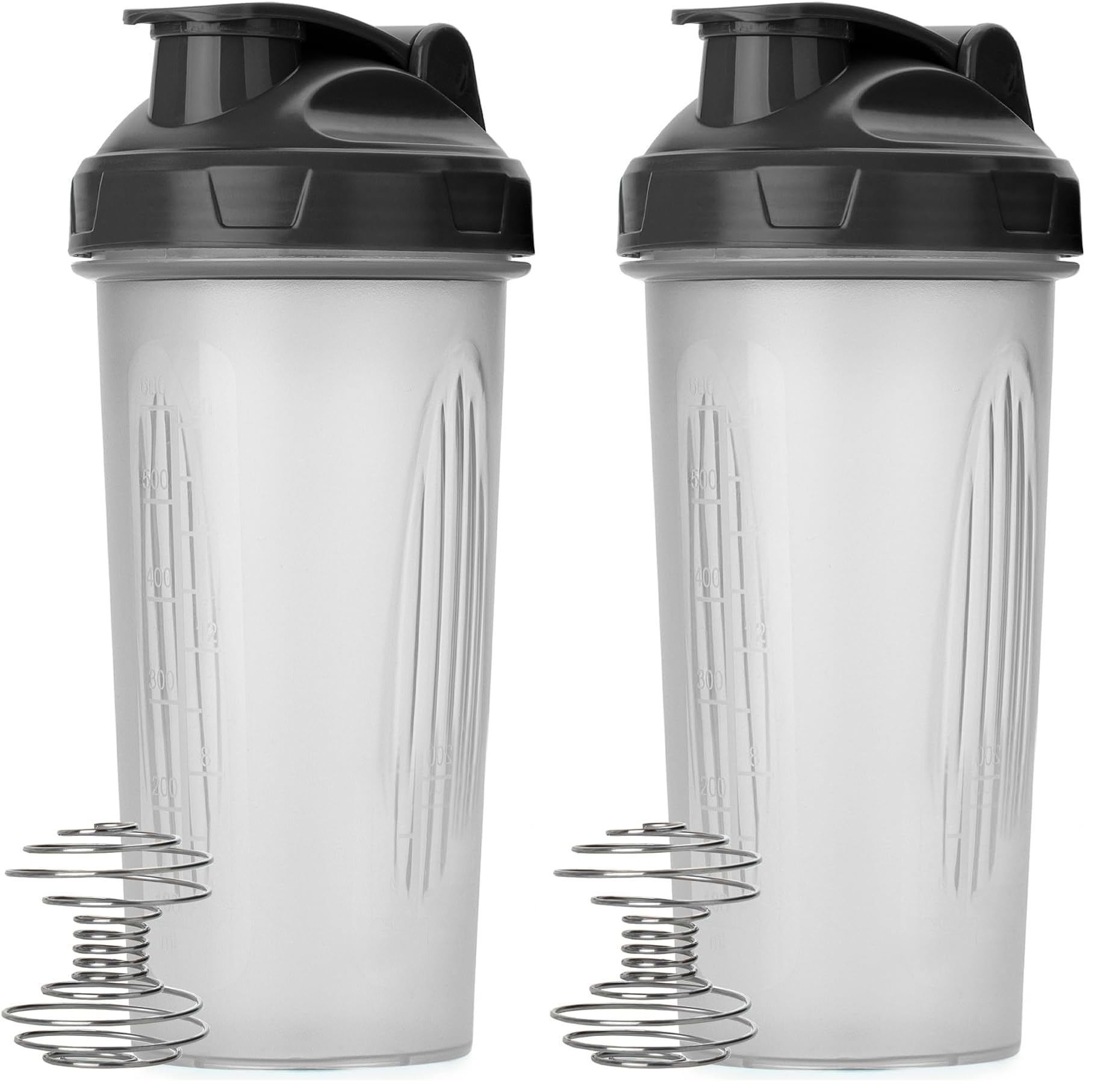 Mr. Pen- Shaker Bottles for Protein Mixes, 28 oz, 2 Pack, Clear, Protein Shaker Bottle with Wire Whisk Ball, Blender Bottle