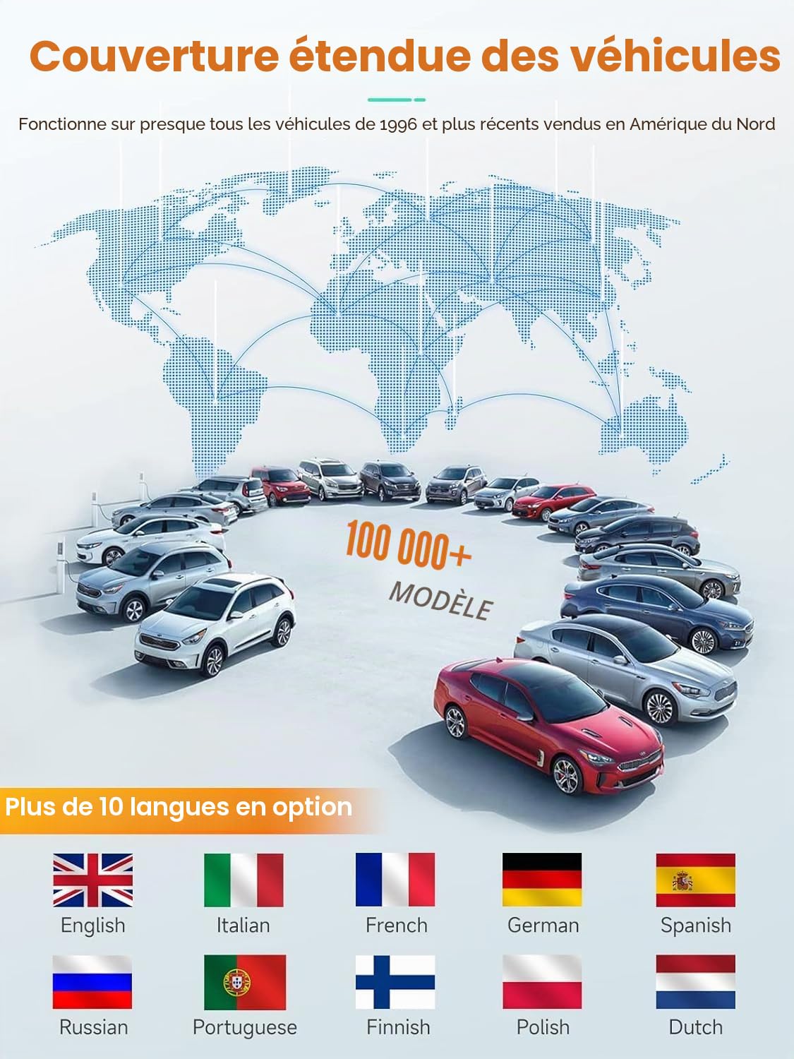 Ancel AD410 Lecteur OBD2 Valise Diagnostic Auto Multimarque, Amélioré OBD2 Diagnostic Français, Lecteur de Code d'erreur de Moteur, Diagnostic Voiture,pour Toutes Les Voitures OBDII après 2002