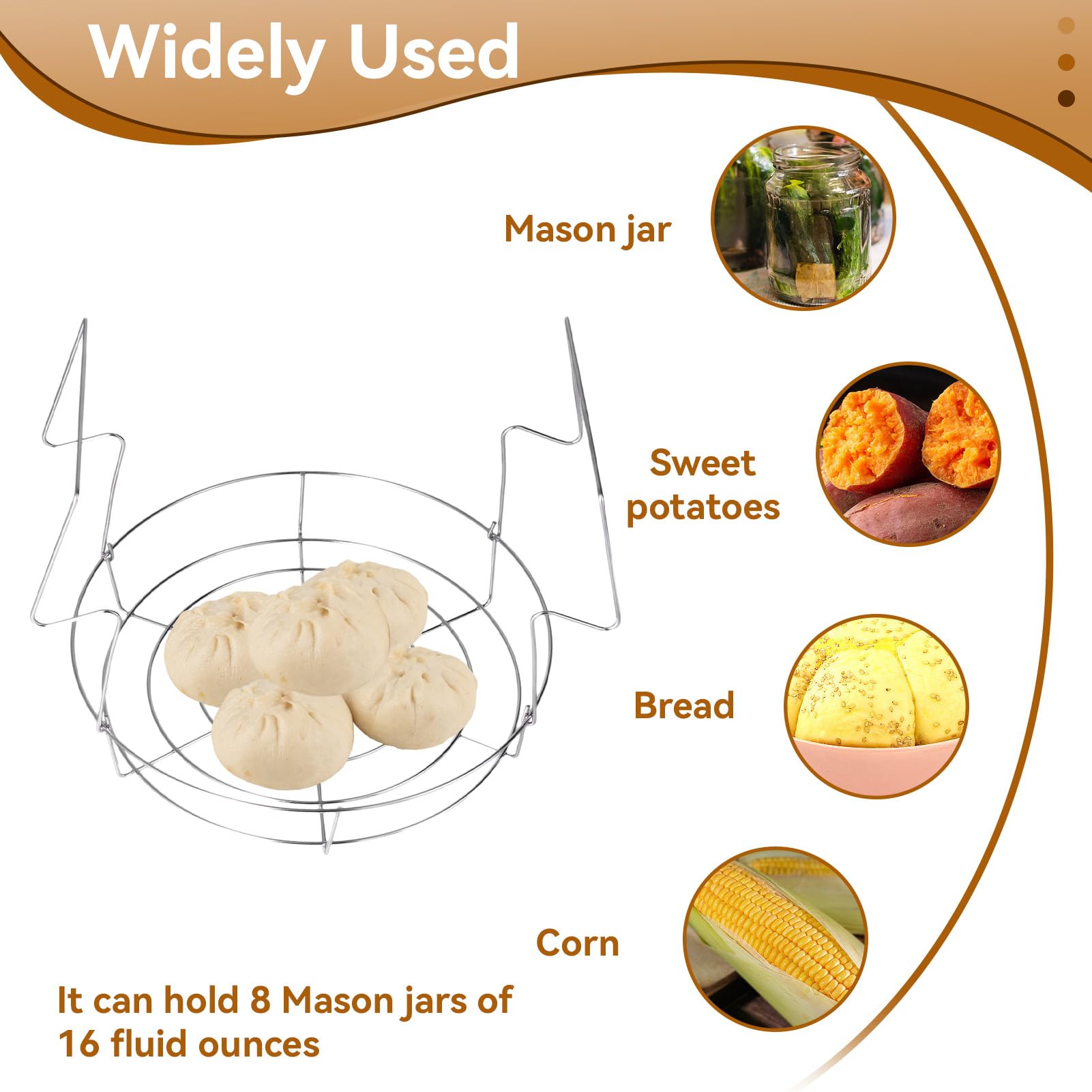Canning Rack, Steamer Rack Stainless Steel Canning Rack Water Bath Canner Rack with Handles Wire Canner Rack Water Bath Canner Rack for Mason Jars