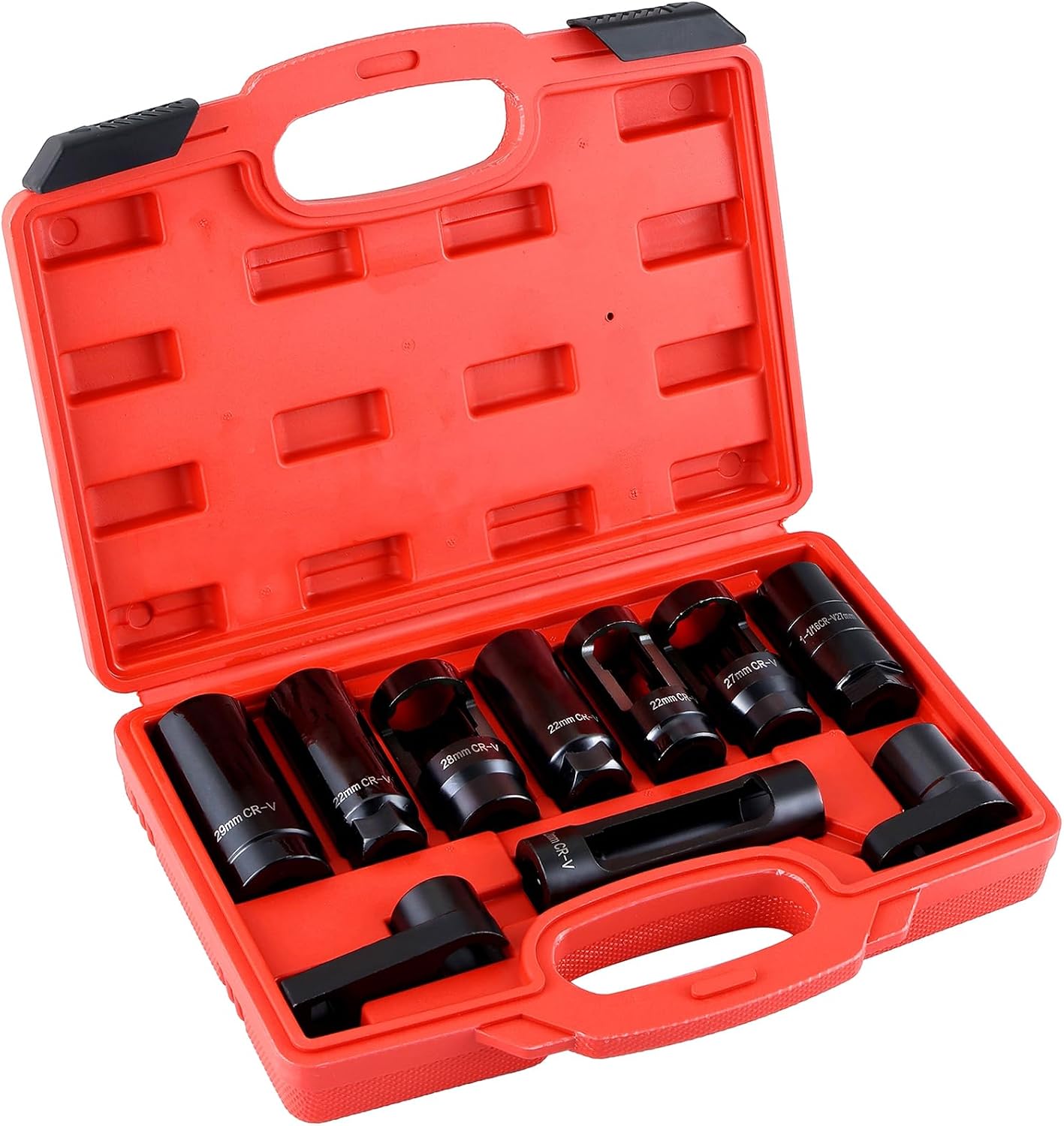 DASBET 10pcs Oxygen Sensor Socket Set, O2 Sensor Removal & Oil Pressure Sensor Socket Wrench Set, 1/2" & 3/8" Drive Sensor Oil Pressure Sending Unit Removal Kit
