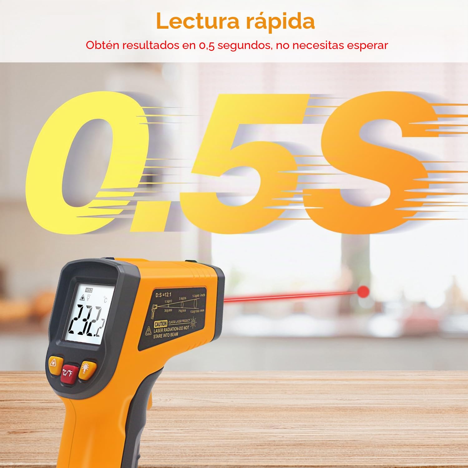 KETOTEK Termómetro Infrarrojo Pistola Temperatura Láser Sin Contacto -50℃~600℃ (-58~1112℉) Digital Termómetro IR para Cocina