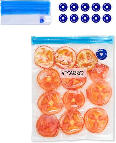 VICARKO 30 bolsas con cremallera al vacío, bolsas selladoras al vacío, almacenamiento de alimentos, bolsas reutilizables, con doble capa, sin BPA,