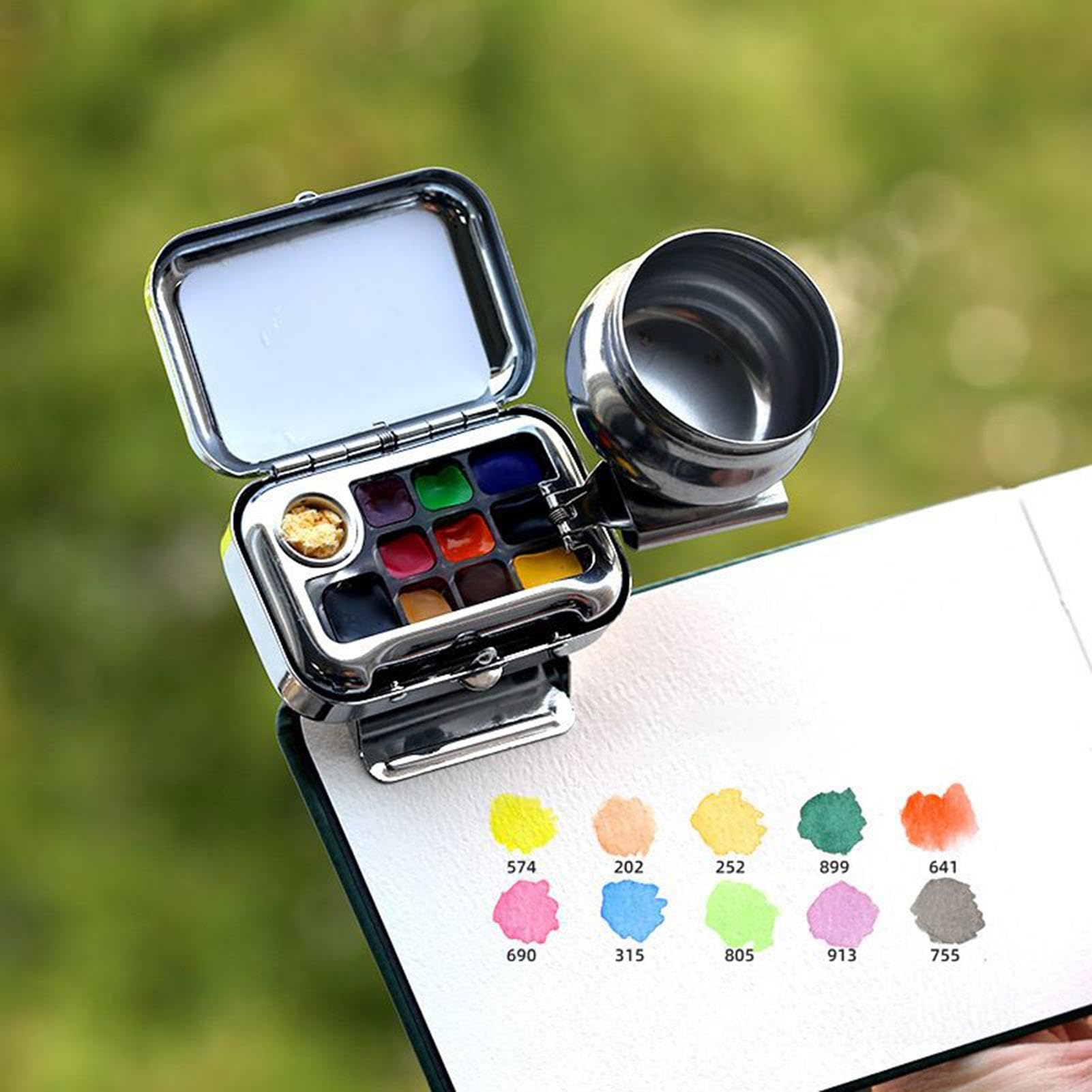 Mini palette de peinture | Plateau aquarelle 10 grilles avec clip