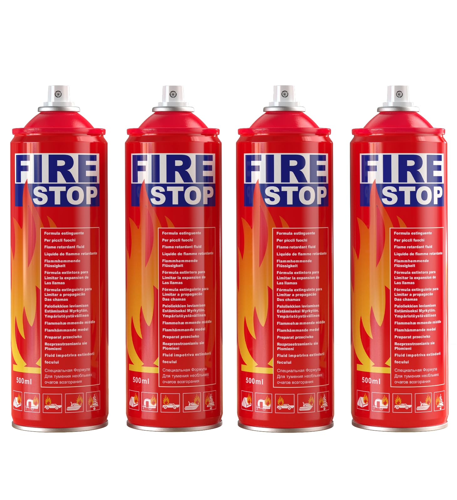 AmzBoom Fire Extinguisher 4-Pack with Mount Brackets，Portable for Home, Kitchen, Car, Boat，BBQ -Multi-Purpose Fire Protection