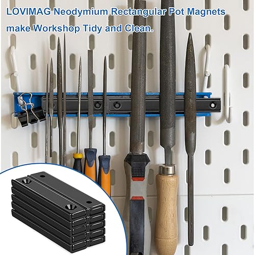 Miniatura 5 de LOVIMAG Imanes rectangulares de neodimio para ollas de 80 libras, 2.362 x 0.531 x 0.197 in, imanes de barra fuertes con agujero avellanado y