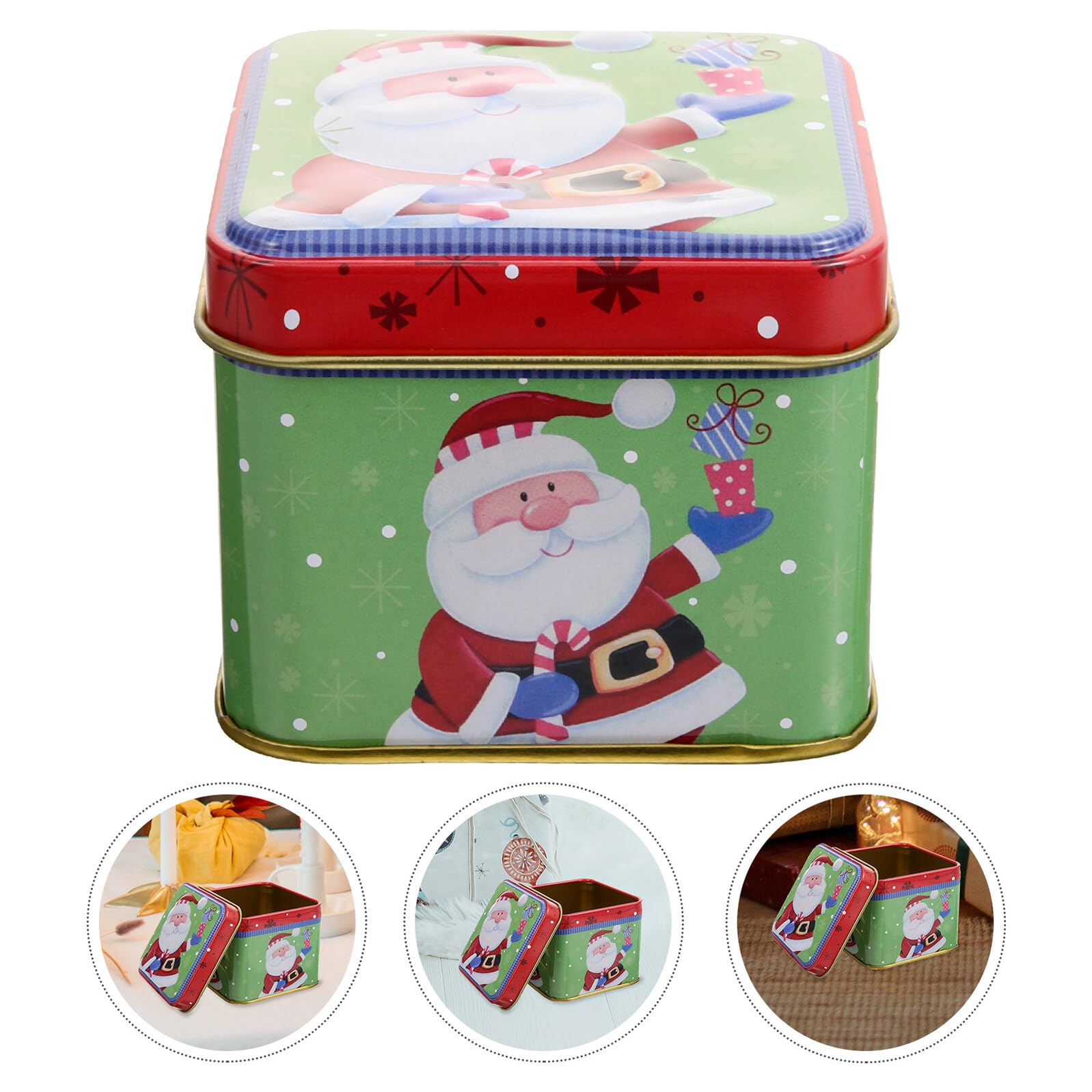 NUOBESTY Set da 6 Barattoli di Natale in Metallo Scatole per Biscotti e Caramelle Natalizie Contenitori Metallici Resistenti per Dolcetti Confezione Regalo Portatile per Feste di Natale