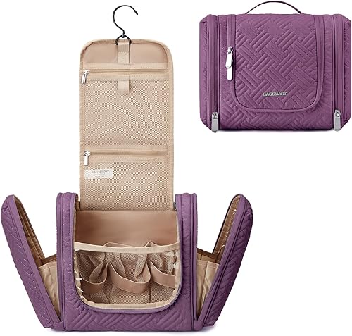 BAGSMART Atlas - Neceser para mujer, organizador de viaje con gancho para colgar, bolsa de maquillaje cosmética resistente al agua para champú,