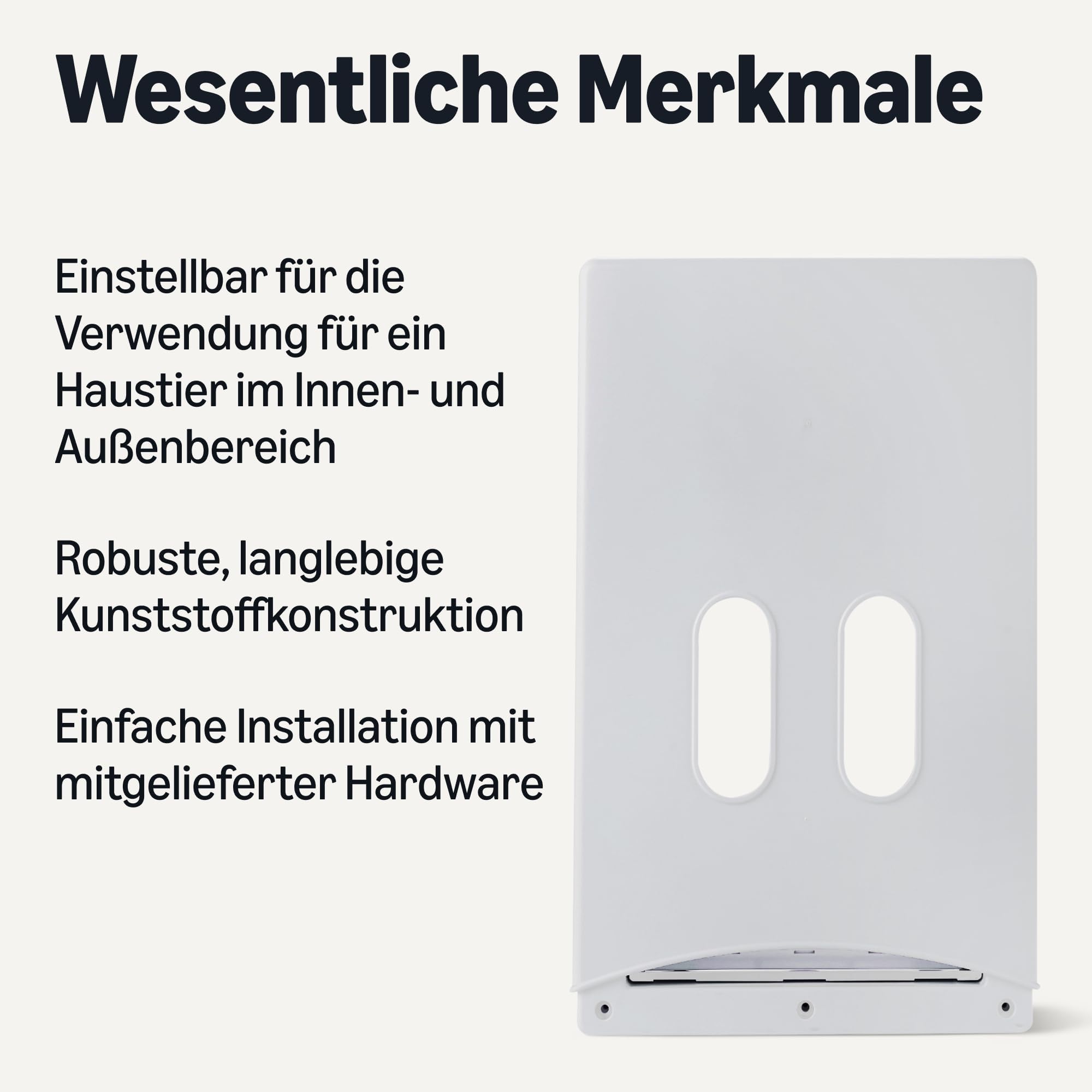 Amazon Basics Verstellbare Hunde- und Katzentür aus Kunststoff, Groß, 50,8cm x 33,8cm x 11,3cm, Weiß und Grau