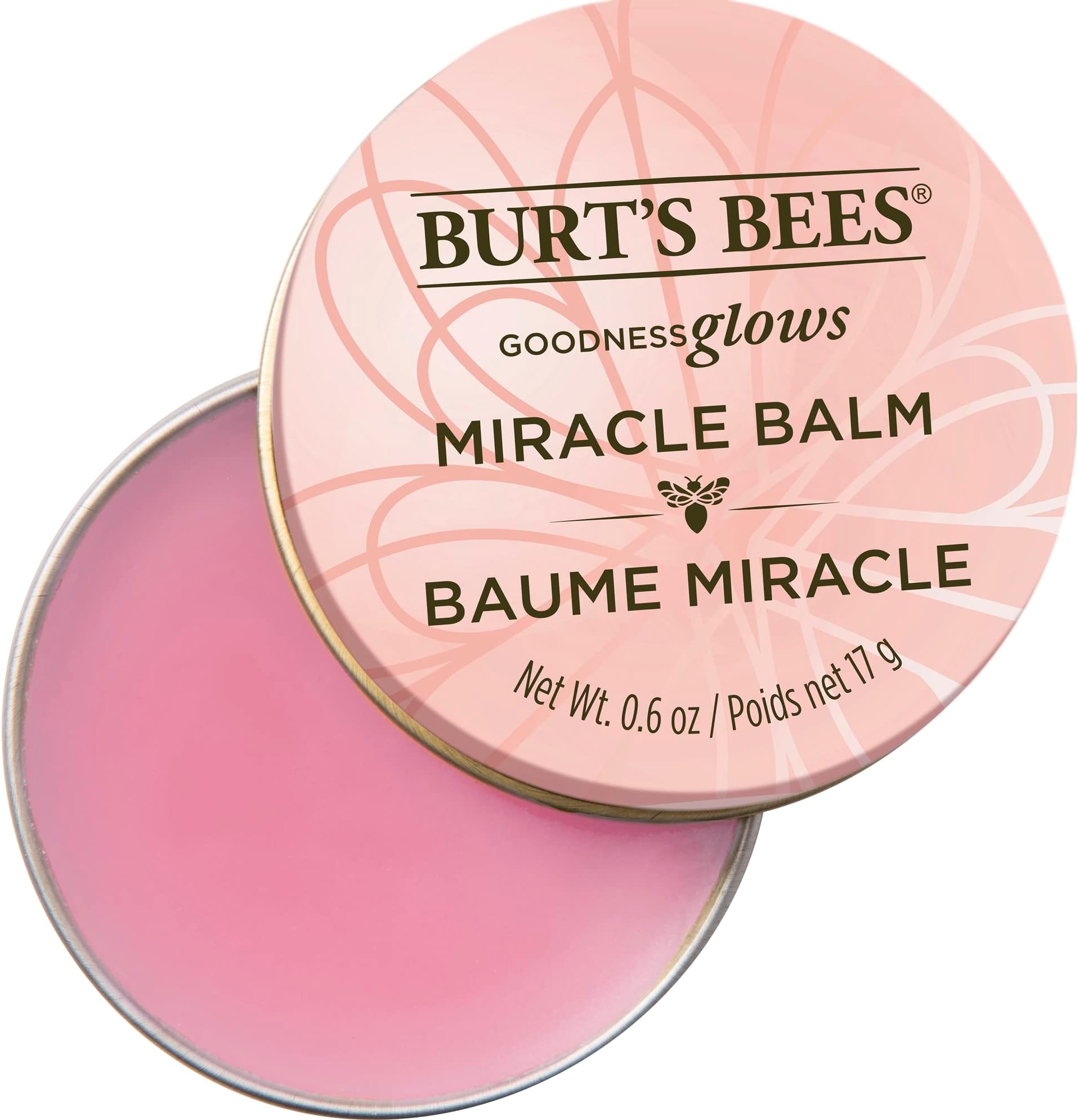 Burt's Bees Lip Balm, Multi-purpose Hydrating Balm Tin For Lips, Face, Cuticles, Body & Hair Flyaways, Goodness Glows Miracle Balm, 17g