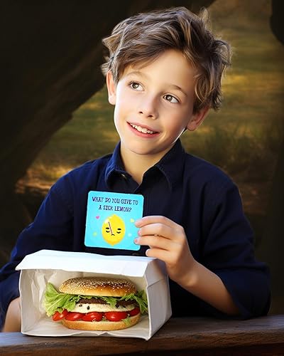 Miniatura 2 de Tinuos Lonchera divertida de bromas para niños, 60 tarjetas motivacionales e inspiradoras, bonitos diseños con preguntas y respuestas notas de