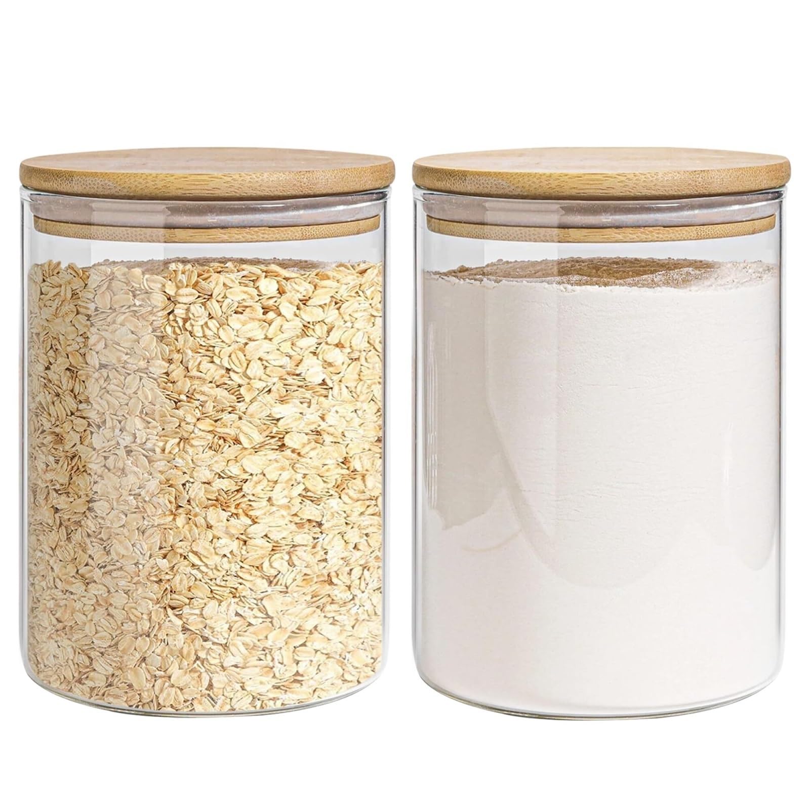 Vorratsgläser mit Deckel Glasgefäße Set Runde Behälter Mit Deckel for Home Organizer Aufbewahrungsgläser Küche(1400ml+1400ml)