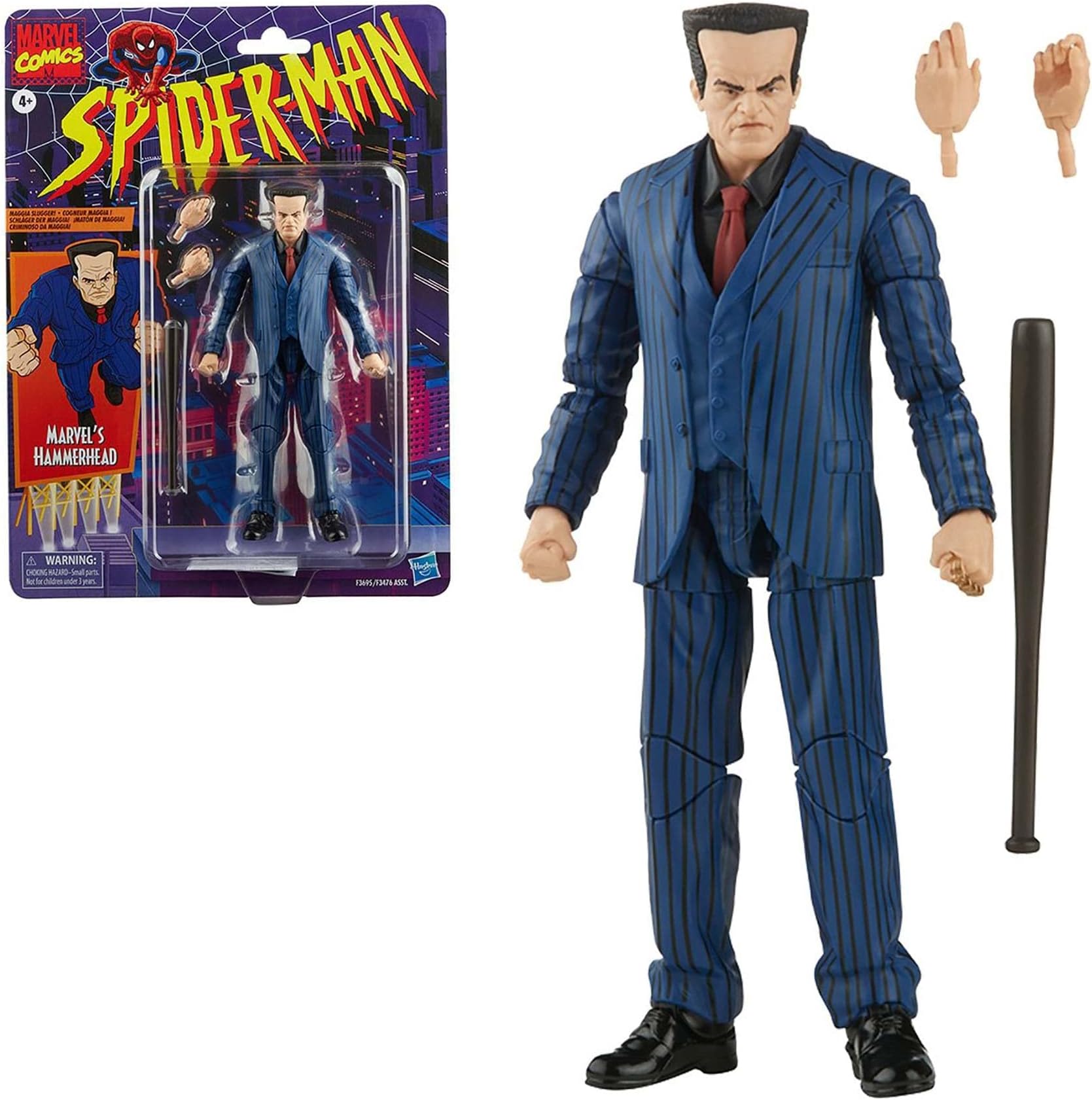 Spider-Man Marvel Legends Series 15 cm Marvel’s Hammerhead Action Figure Toy, Includes 3 Accessories: 2 Alternate Hands, 1 Baseball Bat