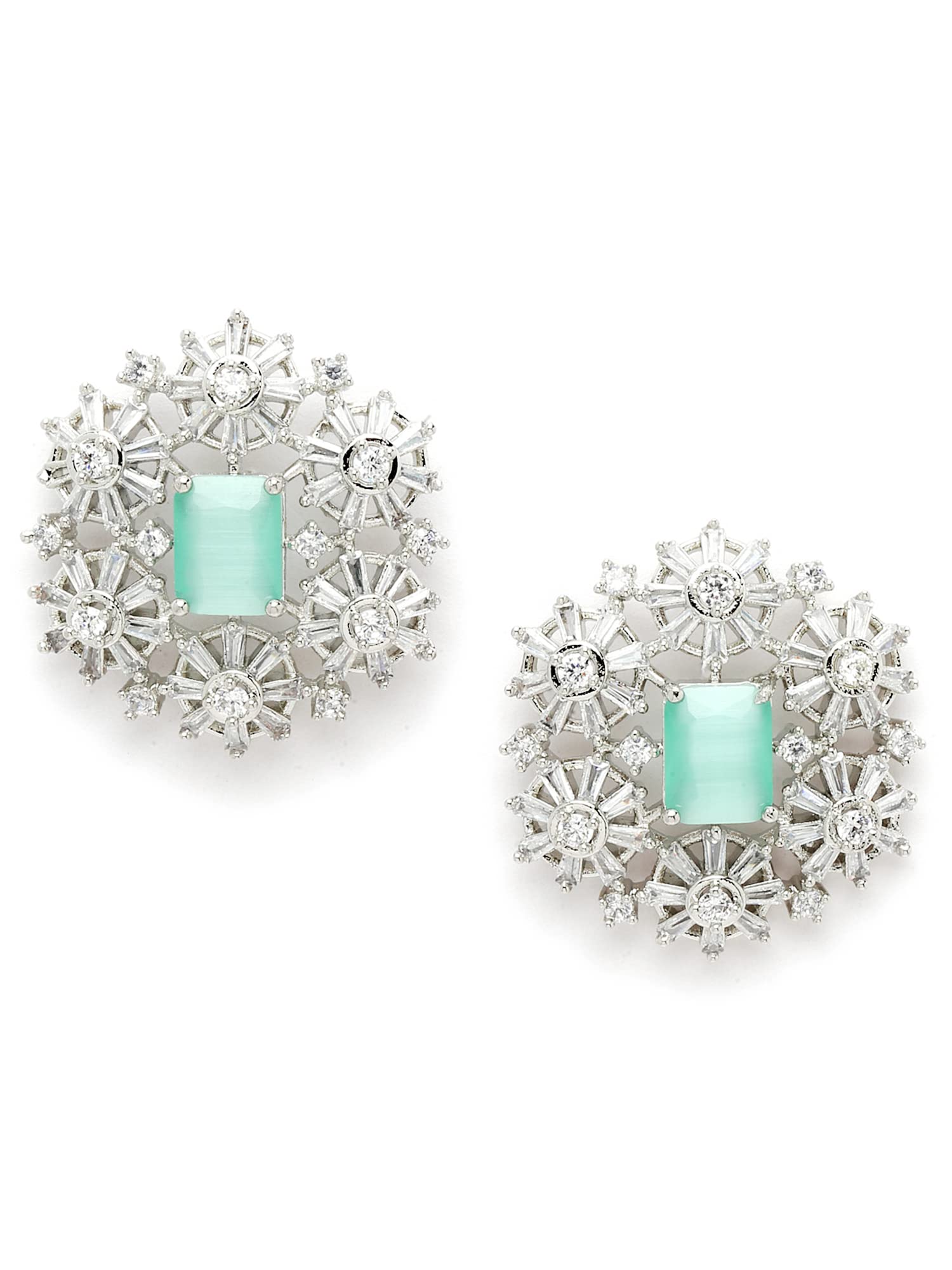 Karatcart Silver Tone Light Green Floral American Diamond Drop Earrings for Women (B0B3X8TVCC) Amazon Price History, Amazon Price Tracker
