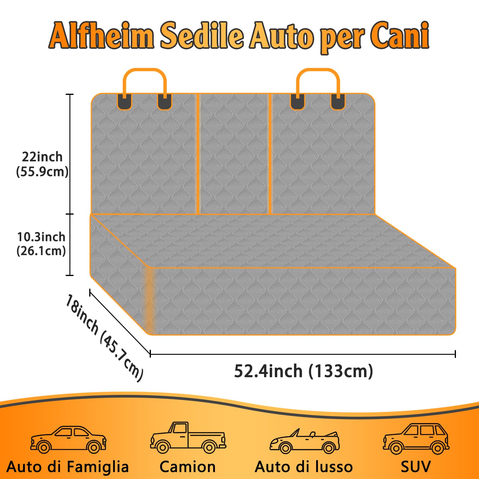Alfheim Cane auto Custodia Resistente Alle Graffi Duratura Lavabile Sedile Posteriore Spessore Doppio Strato Custodia Anti Scivolamento, Universale per Auto Camion SUV