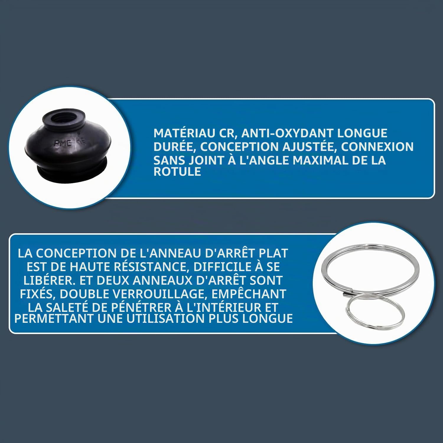 25-30 cm M12 2x Biellette Barre Stabilisatrice Modifiée pour Type Véhicule | C253012 Derrière Gauche et Droit Avec Rotule Pivotante à 360° et Réglage de Longueur/Angle en Aluminium en Bleu